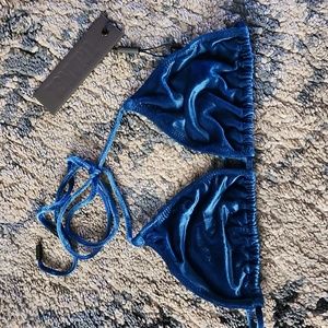 triangl swimwear Blue Velvet Triangle Bikini Top